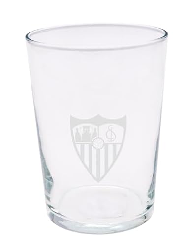 CyP Brands- Sevilla F.C., Vaso de Sidra, Vidrio, Resistente, Apto para Lavavajillas y Microondas, Capacidad 500 ml, Producto Oficial | Ya disponible en tu tienda friki favorita! En mundofriki.es!
