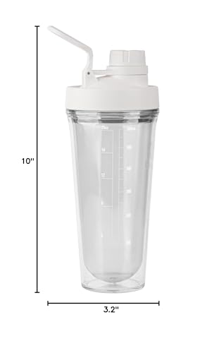 Image of Takeya Protein Shaker - BPA-Free Plastic Shaker Bottle with Leak-Proof Spout Lid - Easy Carry Shaker for Gym & More - Dishwasher-Safe Reusable Shaker with Spout Lid - 24 oz, Cloud White