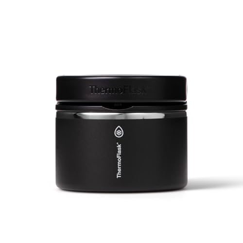 Image of ThermoFlask Insulated Food Jar with Leakproof Lid (12 oz, Black) - Stainless Steel Food Containers for Hot & Cold Meals, Lunch, Soup & Snacks