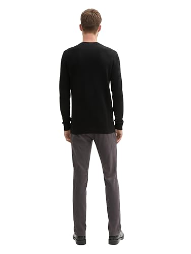 TOM TAILOR Herren Slim Fit Chino Hose aus Stretch Piqué mit Gürtel, 36160 - Grey Black Zig Zag Structure, 36/34 – Ansicht 4