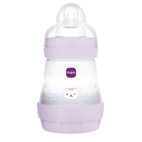MAM | Biberon Easy Start Anti-Colique 0+ mois débit lent (160 ml) Lilas – Biberon pour réduire les coliques et l'inconfort de bébé – Biberon bébé...