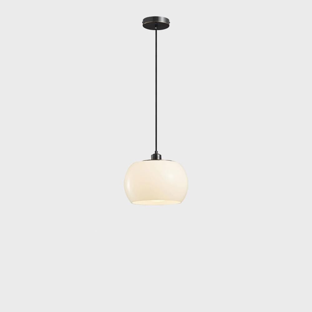 HYJAUSXB Modern Nordic Minimalist Brass Chandelier,Cozy Study Cream Glass Pendant Light,Indoor Adjustable Height Ceiling Light Fixture(Brass)