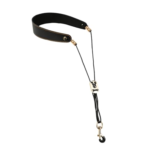 Saxophone Neck Strap Compatible with Alto Oboe - Adjustable Sax Shoulder Strap with Acacia Wood Hook, Black- �u���b�N