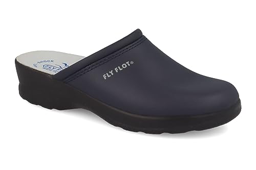 Fly Flot | Woman Professional, Zuecos sanitarios para mujer con Hebilla Oro, Chanclas con Empeine de piel, Plantilla de Piel Ante, Azul, 35, turquesa, 35 EU