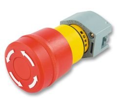 EAO 704.064.2 Switch, E-Stop Actuator, Fool Proof, Red, Plastic Mushroom Cap, White Arrows