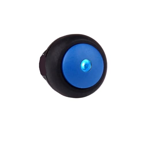Interrupteur 12mm 6V à accrochage bouton poussoir lumineux bleu power plastique