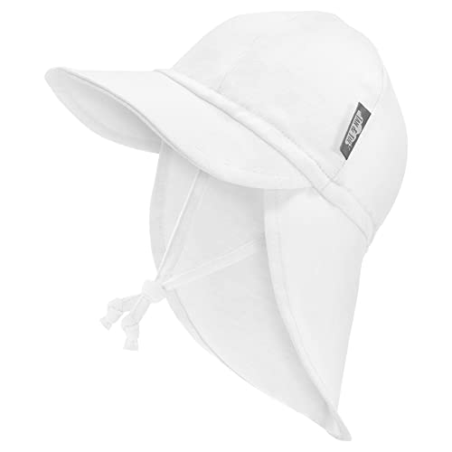 JAN & JUL Infant Sun-Hat, Cotton Cap with Soft Brim (White, Size XS: 0-3m)