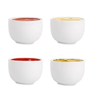 Farmhouse Decor Porcelain Dipping Bowls Sauce Dishes - Set of 4 Elegant White Soy Sause Dish (3.5 Oz Round Shape) Farmhouse Decor Porcelain Dipping Bowls Sauce Dishes Set of 4 Elegant White Soy Sause Dish 35 Oz Round Shape