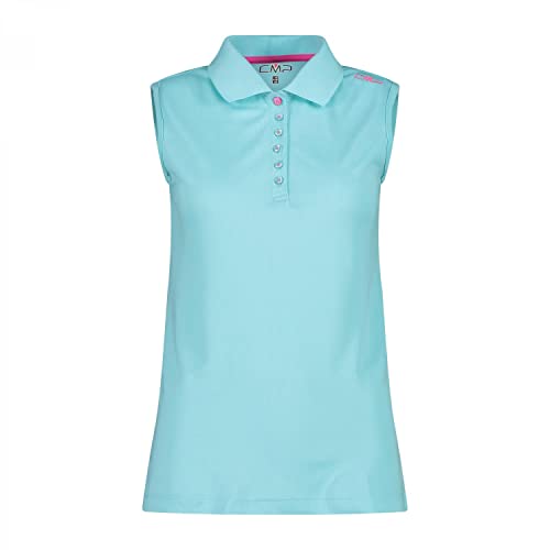 CMP Sleeveless Polo à Manches Courtes en Plain Colour Woman, Géranio-Mauve, 42 Femme