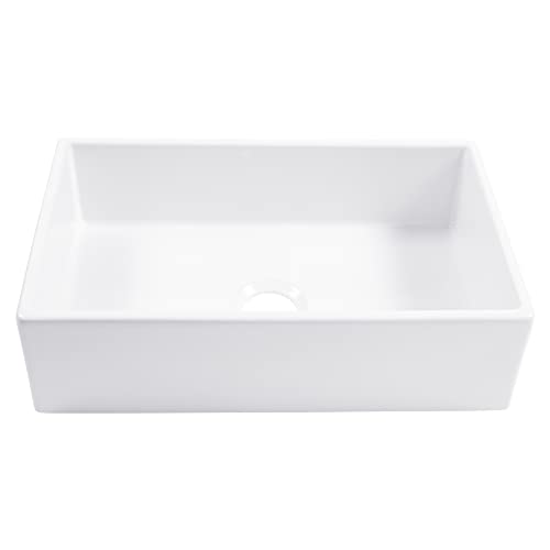 Turner Crisp White Fireclay 30" Single Bowl Farmhouse Apron Kitchen Sink And Care Kit #TOP3