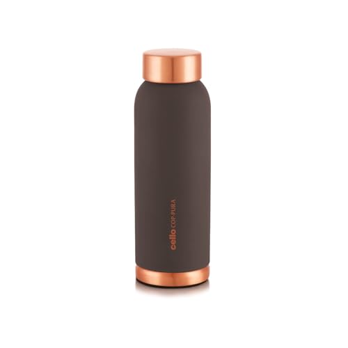 Image of CELLO Evita Copper Water Bottle For Daily & Office Use 700 ml, Grey | Leakproof & Rustproof ISI Certified Single Wall 100% Pure Copper Promotes Immunity, Improve Digestion & Supports Healthy Living
