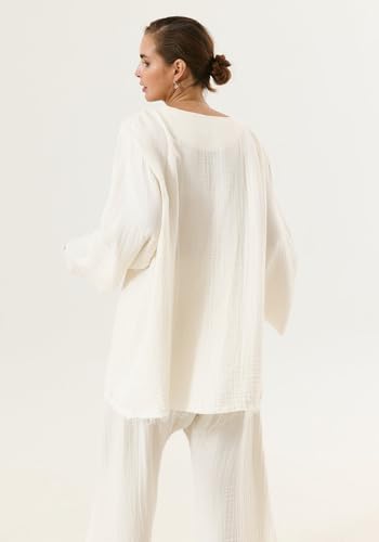 Image of NOTHING FITS BUT Muslin Gauze Nursing Set, 2 Piece Postpartum Pajamas, Ultra Soft Maternity Loungewear for Nursing, Soft Pjs