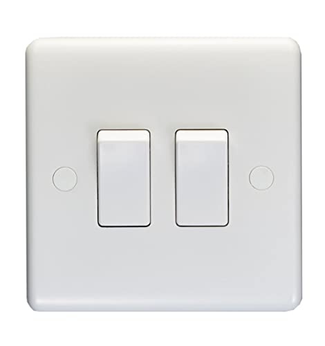 Eurolite Enhance White Plastic 10A 2 Gang 2 way switch