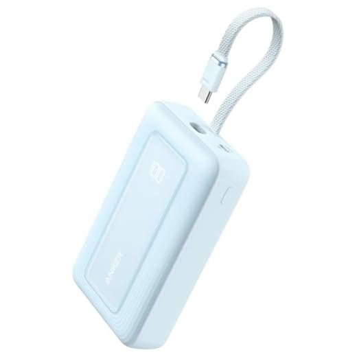 Anker Zolo powerbank, 20.000 mAh 30W high-speed draagbare oplader met ingebouwde USB-C kabel, 1 USB-C, 1 USB-A, accuset voo,r iPhone 15/15 Pro/15 Pro Max/15 Plus, MacBook, Galaxy en meer