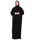 Prien Prayer Dress For Women, Cotton Muslim Abaya, Soft Hijab, Elegant Turkish Islamic Wear For Eid, Ramadan, Umrah, Hajj (Black)