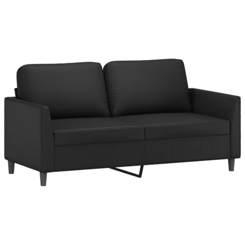 vidaXL Sofagarnitur 2-TLG., Sessel Couch mit Kissen, Sofa Wohnzimmersofa mit Armlehnen, Couchgarnitur Designsofa Sitzmöbel Polstermöbel, Schwarz Kunstleder – Bild 5