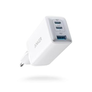 Cargador USB C Anker Cargador 735 (Nano II 65W), Cargador Rápido de Pared Compacto 3 Puertos PPS para MacBook Pro/Air, iPad Pro, Galaxy S20/S10, DELL XPS 13, Note 20/10+, iPhone 16/15/14, Pixel, etc.