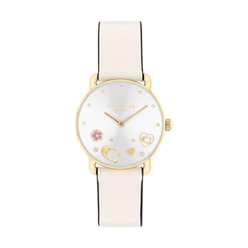 Coach ELLIOT WOMENS SILVER WHITE DIAL IONIC PLATED THIN GOLD STEEL Watch - 14504305