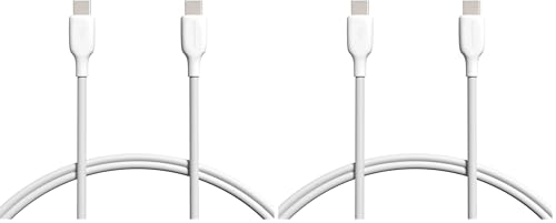 Image of Amazon Basics USB-C to USB-C 2.0 Fast Charging Cable, 480Mbps Speed, USB-IF Certified, for Apple iPhone 16 /15, iPad, Samsung Galaxy, Tablets, Laptops, 3 Foot, White (Pack of 2)