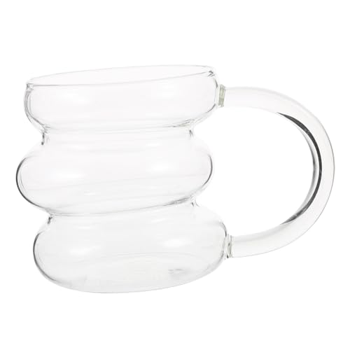 CHICAMPERA 波?デザイン耐熱グラスカップ 家 オフィス用コーヒーマグ カ テやウイスキーに 食洗機対応滑らか表面のクリアワイングラス