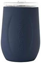 Vinglacé Stainless Steel Stemless Wine Glass- Insulated Wine Tumbler with Glass Insert and Sip Lid, 10 oz, Navy