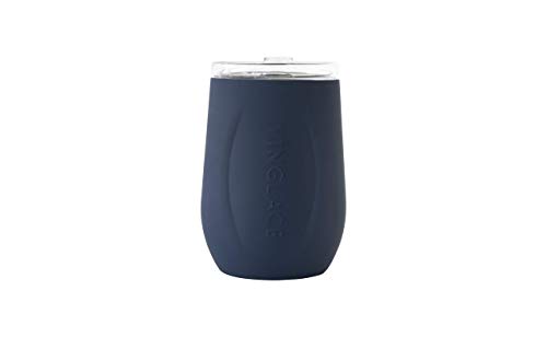 Vinglacé Stainless Steel Stemless Wine Glass- Insulated Wine Tumbler With Glass Insert And Sip Lid, 10 Oz, Navy #TOP26