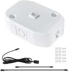 LUMILANDJunction Box for LED Puck Lights with 60-Inch Black Plug in Power Cord & 12-Inch Black Linking Cord & 36-Inch Black Linking Cord