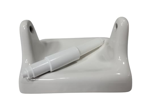 DALTILE Snow White Ceramic TP Toilet Paper Holder Wall Mount Thinset Installation Vintage Mid Century Modern Retro, BA1020T
