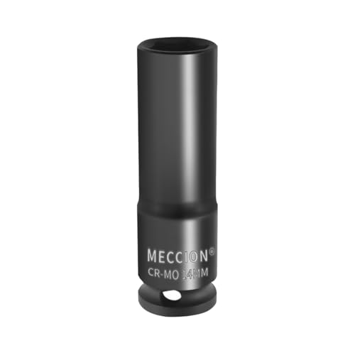 Image of Meccion 3 /8 Inch Drive Impact Socket 14mm Metric, 6 Point Cr-Mo Deep Socket, 63mm Length