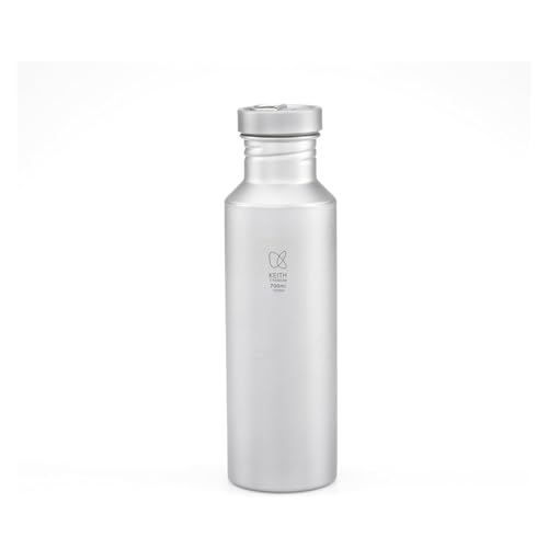 Keith Titan Wasserflasche Outdoor Titanium Trinkflasche Wandern leicht, direkt trinkend, breite Öffnung, Titan Flasche Sport Water, Aufbewahrungskoffer für Kletterräder(700ml Ti3032)