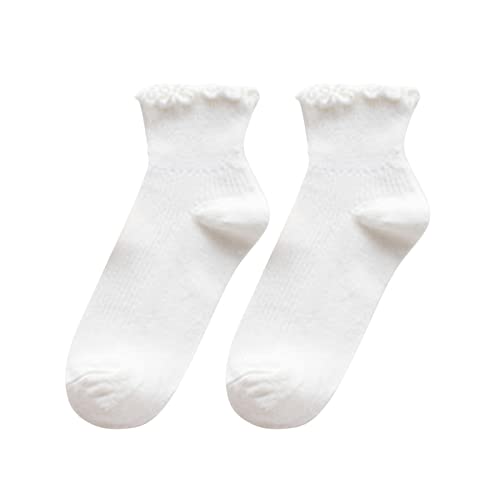 AMDOLE Vertikal gestreifte Bootssocken aus Baumwolle mit Kantenkanten Frische Socken Dalmatiner Socken (White, One Size) Cover
