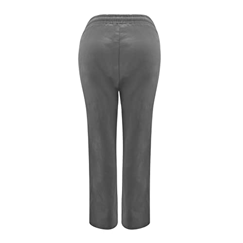 Generic TROUSERS PANTS FOR WOMEN Womens Casual Cotton Linen Pants Lightweight Elastic Waist Pant Summer Fall Lounge Plain Drawstring Trousers Hiking Wide Leg Long Sweatpants thumb #5