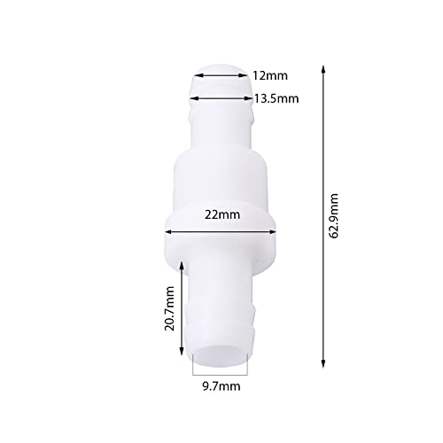 4Pcs 12mm One Way Check Valve One-Way Air Water Gas Check Valve Plastic One Way Non Return Check Valve for Water Treatment Air Purification