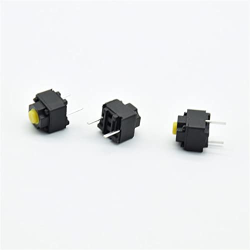 Micro interruptor de botón amarillo con pulsación silenciosa para ratón con cable de 6mm 2