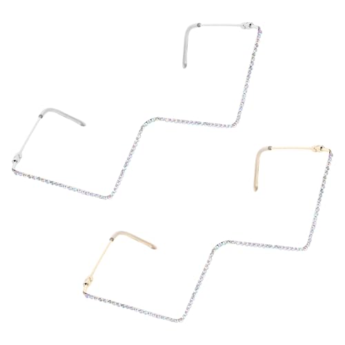 AKOOSY 2 Piezas Monturas de Gafas sin Lentes V Forma con Cristales Brillantes Metal Ligero y Resistente para Fiestas Tropicales Uso Diario y Eventos Sociales