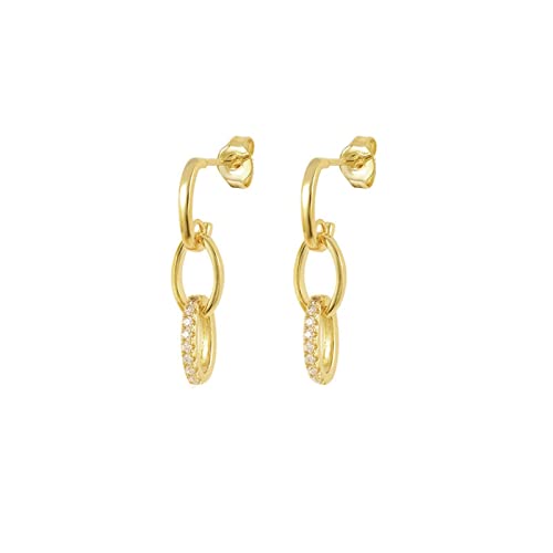 Boucles d'oreilles 925 argent anti-irritation géométriques dorées avec zircone