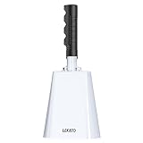 LEKATO 10 Inch Cowbell Noise Makers, Cow bell with Handle for Sporting Events Cheering Steel Cow Bell for Football Games,Party, Concert, Graduation, School, Farm Ranch(White)