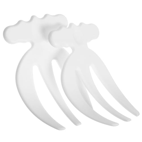 VILLCASE 2 Pezzi Posate Insalata Riutilizzabili in Plastica Bianca Forchette Piccole per Mescolare e Servire Strumenti Resistenti e Versatili per Insalate e Verdure