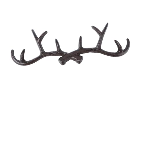 POPETPOP Perchero de Pared Metálico Vintage con Diseño de Cuerno de Gancho Resistente para Abrigos Sombreros y Llaves Organizador Práctico para Ropa Rústico y Duradero
