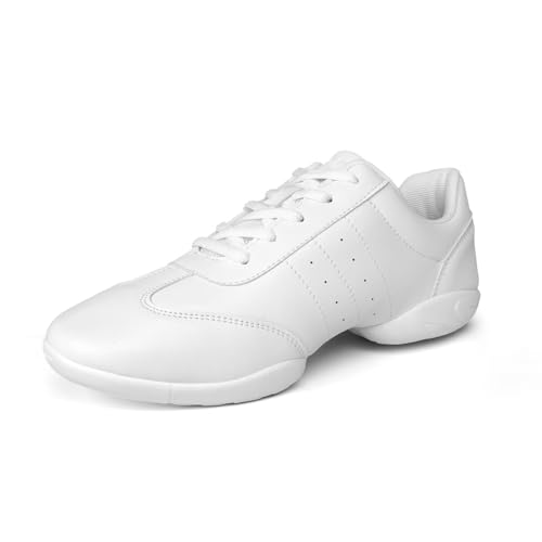 ARCLIBER - ARCLIBER White Cheer Shoes PU Leather Cheerleading Shoes Lightweight Womens Cheer Shoes Size 5.5(35)