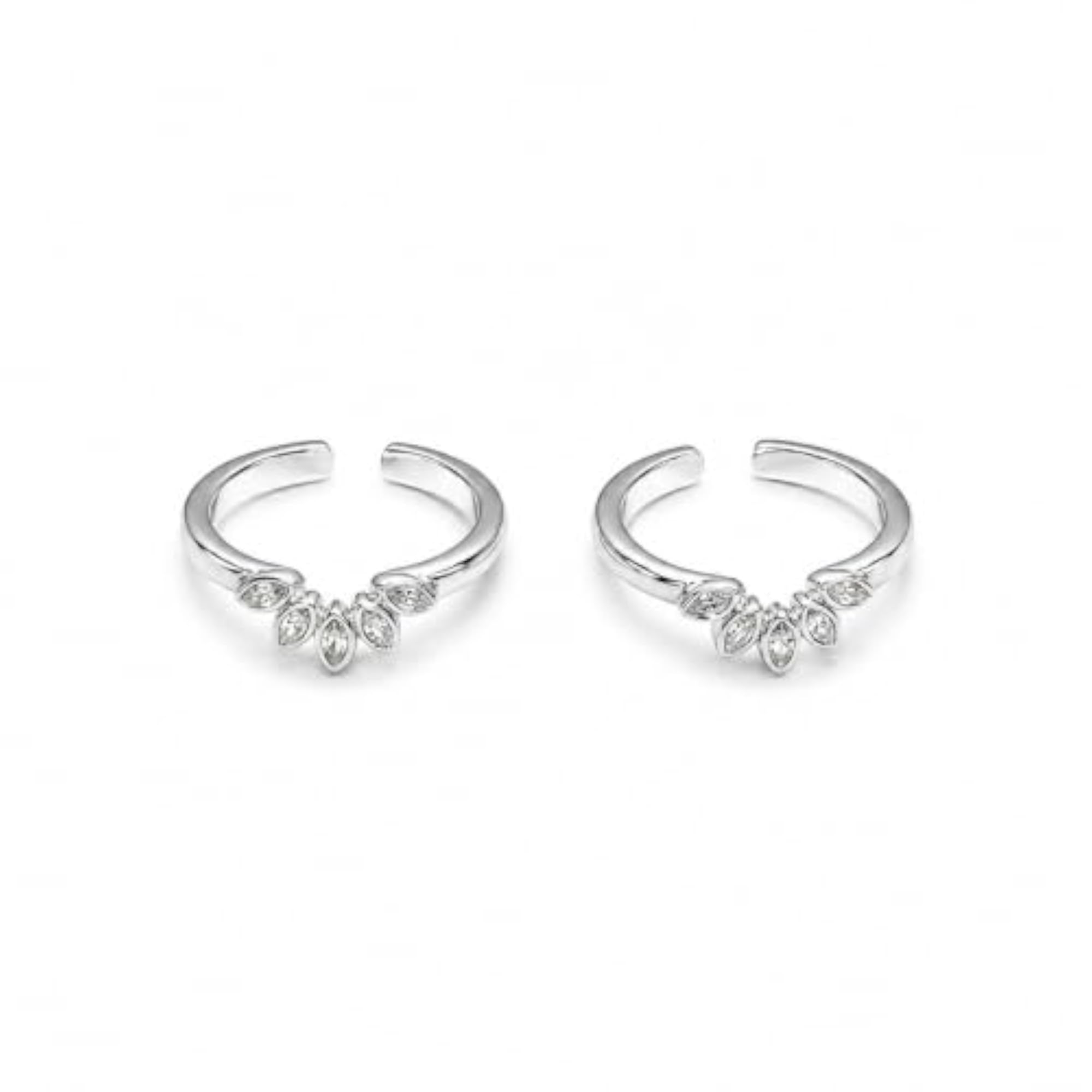 Women's 925 Sterling Silver Petal Spark Toe Ring