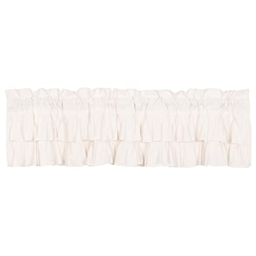 Vhc Brands 51984 Simple Life Flax Antique White Farmhouse 16 Inchx72 Inch Valance Rod Pocket Cotton Linen Blend Solid Color Hanging Loops Kitchen Window Curtains cover
