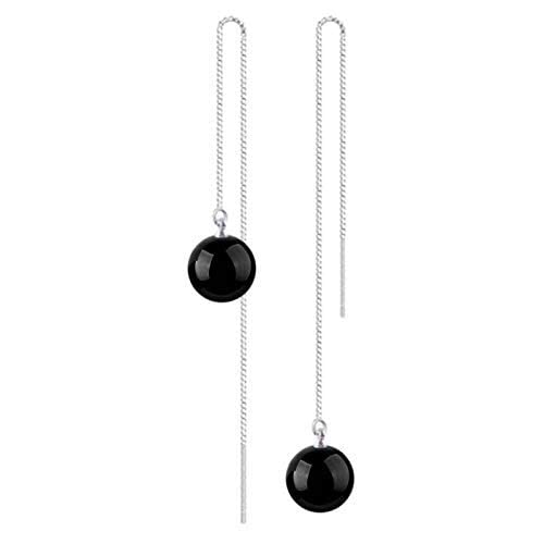 TYKHGFS Orecchini a Bottone,Eleganti 925 Moda Strass Orecchini Lunghi da Donna Gioielli Regalo di Allergia/Nero