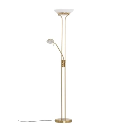 Lindby LED Stehlampe/Deckenfluter dimmbar, verstellbarer Lesearm | Standleuchte Messing matt/Gold | inkl. 1x 20W und 1x 5W LED Leuchtmittel A+ (fest verbaut) | warmweiß (3.000K)