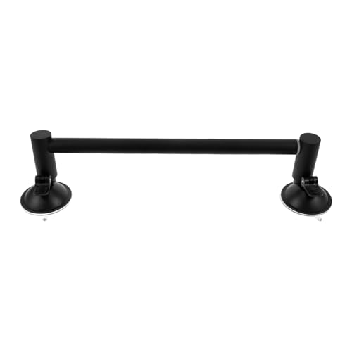 RUNROTOO Adjustable Stainless Steel Suction Towel Bar Telescopic Design Tool-Free Installation Black Adhesive Bath Towel Holder for Bathrooms and Laundry Rooms