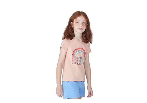 Blusa Infantil Menina Manga Curta Com Estampa Marrom Claro 010