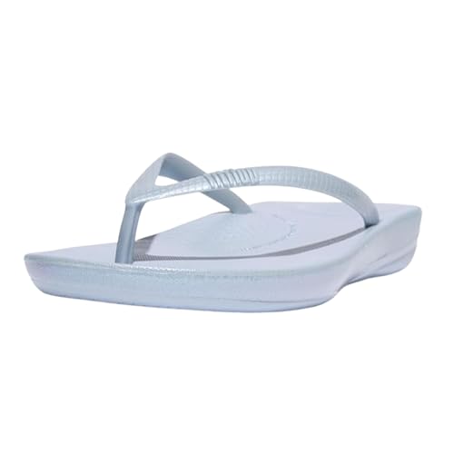 Image of FitFlop Womens iQushion Rubber Flip-Flops with Contoured Footbed for Walking, Lightweight Ergonomic Flip Flop Sandals with Arch Support and Foot Impact Pillows