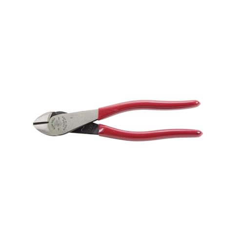 Klein Tools D228-8 Nożyce ukośne, szczypce o wysokiej dźwigni, krótka szczęka, czerwony/srebrny, 20 cm