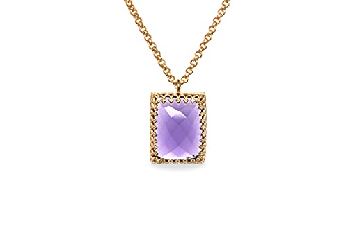 Collier d'améthyste en or 14k de style victorien au pendentif rectangle unique - 5