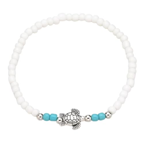 Bracelet à breloques de perles colorées et tortue de mer finition artisanale